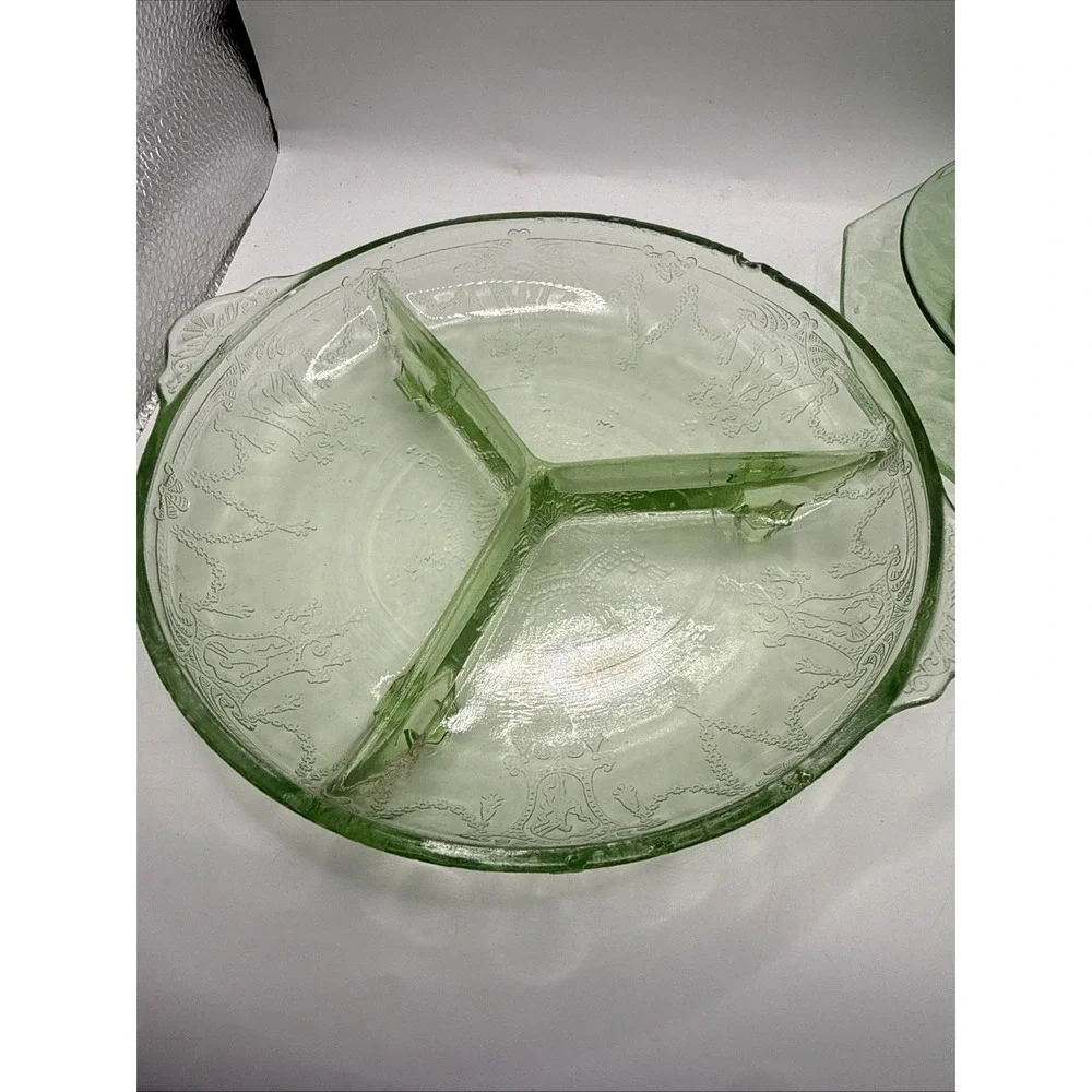 Vintage Uranium Green Depression Glass Mixed Lot  UV Glow (imperfections-read)